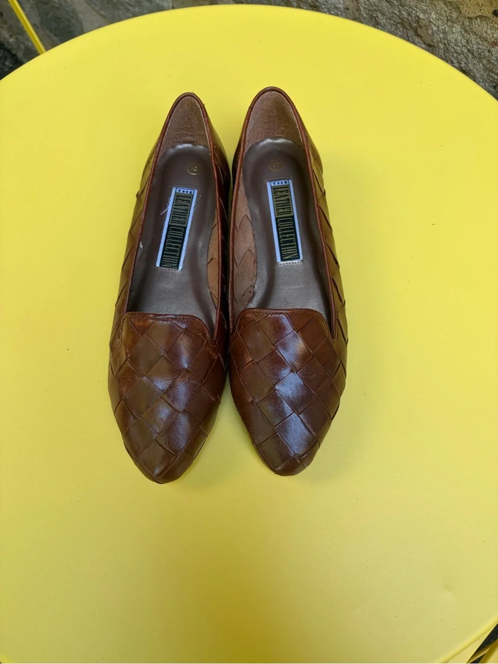 Vintage Women’s Woven Leather Brown Loafers